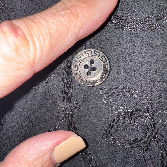 Versace Intensive Black Silk Jacquard Vintage Shirt Medusa Buttons Size 1X Y2K - Picture 4 of 14